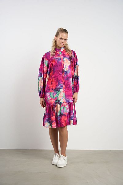 HANIQA Women's Patterned Ruffle Dress 44-50 |   1063