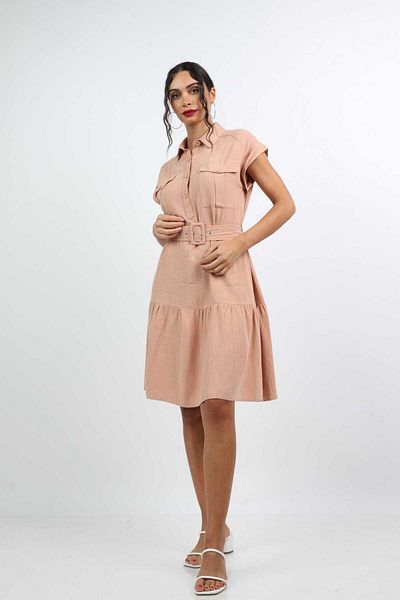 Nichii Short Dress with Pockets and Short Sleeves