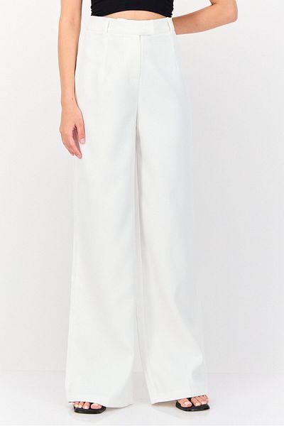 Archive Design Studio Women Regular Fit Wide Leg Solid Pants, Ivory