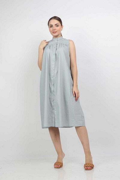 Nichii Women's Short Loose Dress with Buttoned Front and No Sleeves