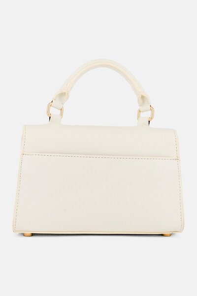 Anne Klein Women Brand Logo Mini Flap Satchel Bag, Off White