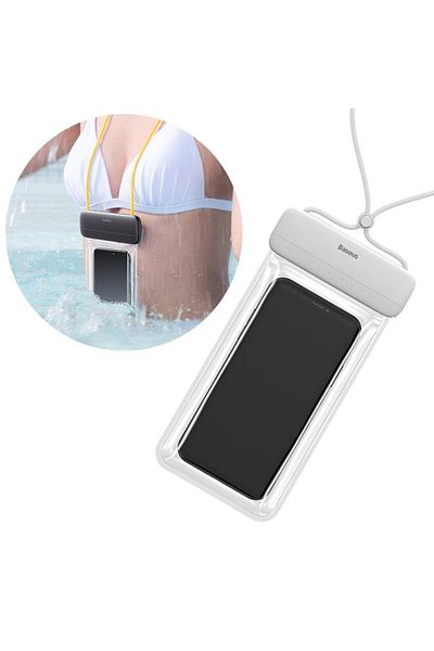 Baseus Uniwersalny wodoodporny pokrowiec etui na telefon max 7.2'' na basen nad wodę biały