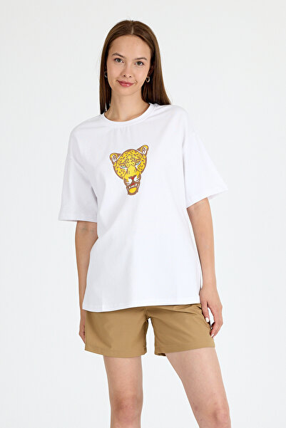 Rays Тениска с щампа „Бял тигър“ с голям размер 6887