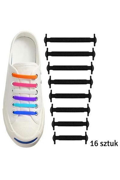 Aptel Silicone shoelaces, 16 pcs., black