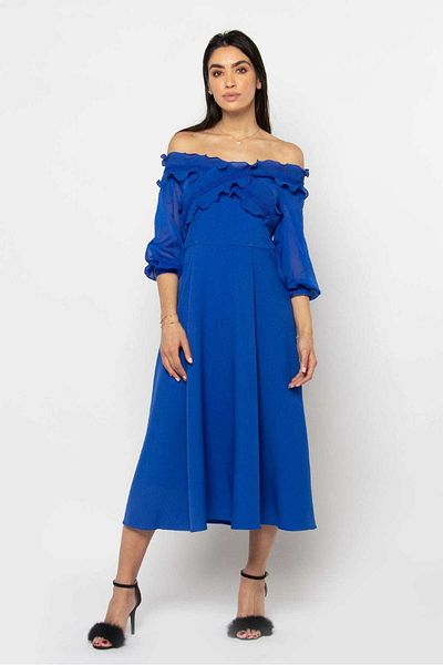 Nichii Off-Shoulder Long Sleeve Midi Dress