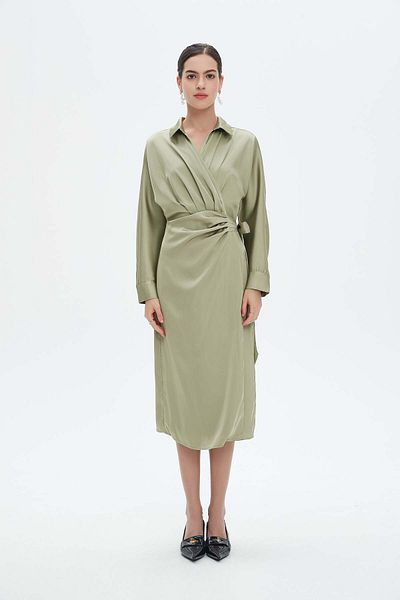 Nichii Women's Long Sleeve Wrap Midi Dress