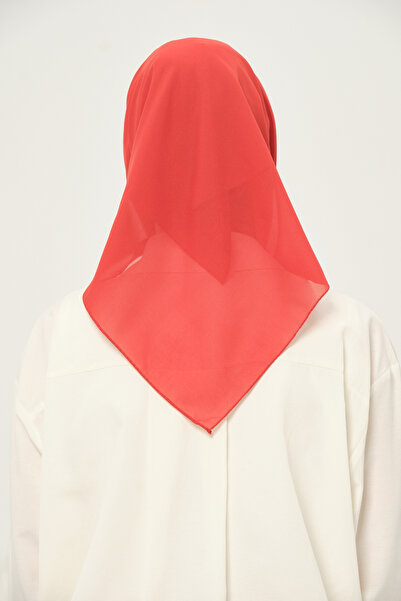 Madame Polo Plain Chiffon Square Scarf Orange Non-Slip Breathable Fabric 90X90 cm