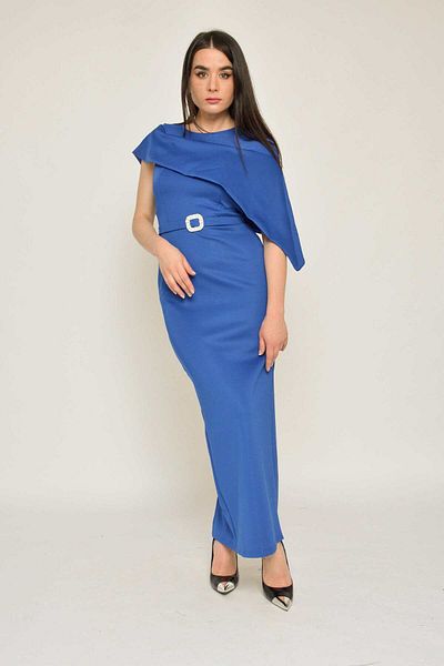 Nichii Long One-Shoulder Dress with Butterfly Design