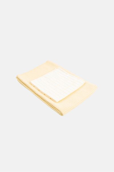 BEBEHOME 2 Pieces Microfiber Cotton Cloth And Waffle Kitchen Towel, Yellow