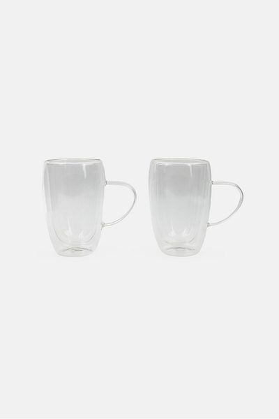 Bebe 2 Pieces Borosilicate Glass Cup With Handle 450 ml, Transparent