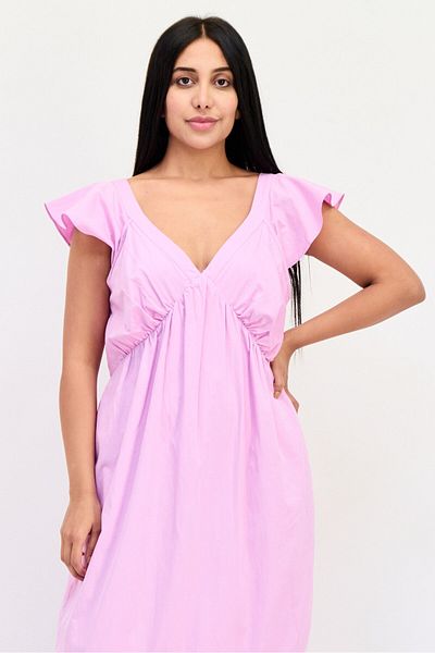 Area Stars Women Solid Midi Dress, Light Purple