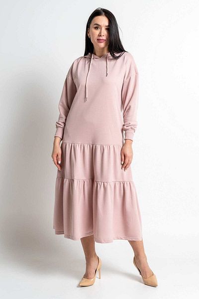 Nichii Long Sleeve Midi Dress with Hood and Pockets