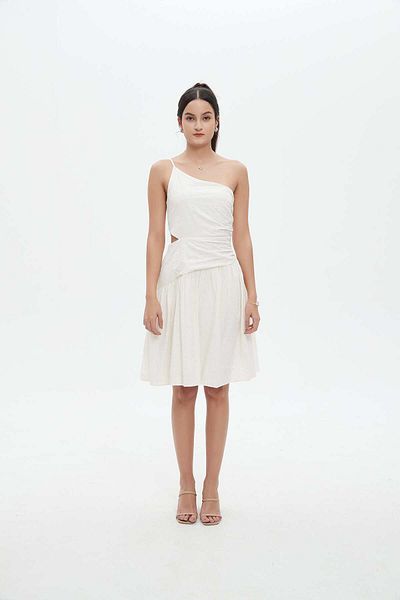 Nichii One-Shoulder Women's Knee-Length Wrap Dress