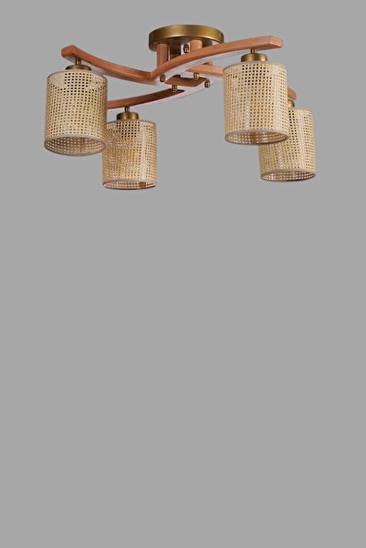 Lumexx WESTON 4 LÜ NATUREL PETEK ABAJURLU PLOFONYER AVİZE