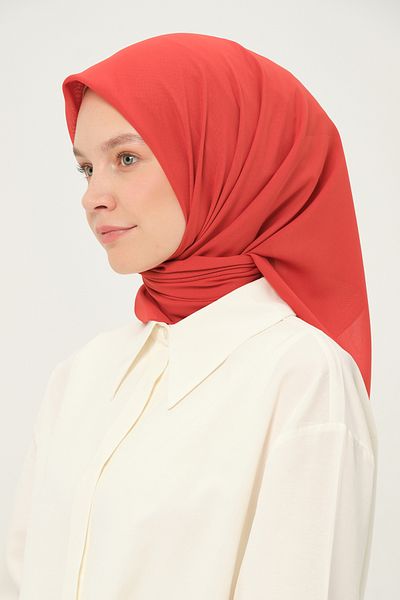 Madame Polo Plain Chiffon Square Scarf Orange