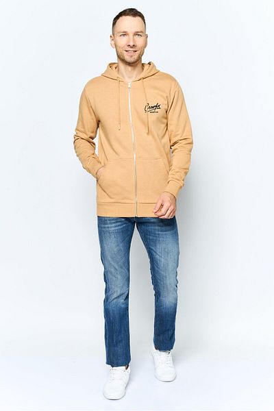 CROOKS CASTLES Men Hooded Brand Logo Long Sleeves Sweatshirt, Tan