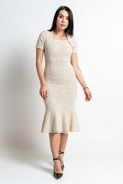 Nichii Short Sleeve Midi Dress with Fish Tail Design