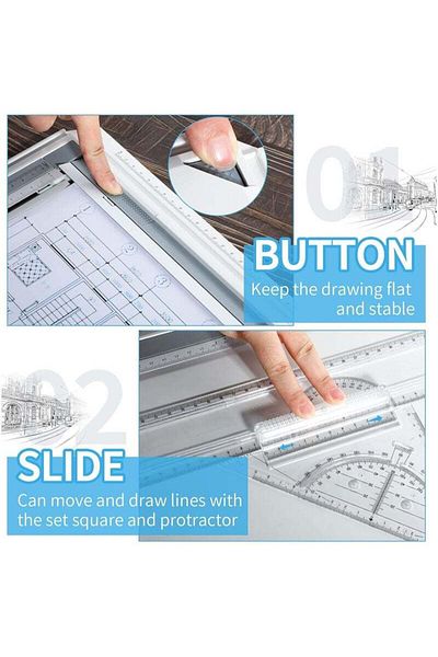 Saharaz A3 Portable Drawing Board,with Clear Rule Parallel Motion and Angle Adjustable Measuring System
