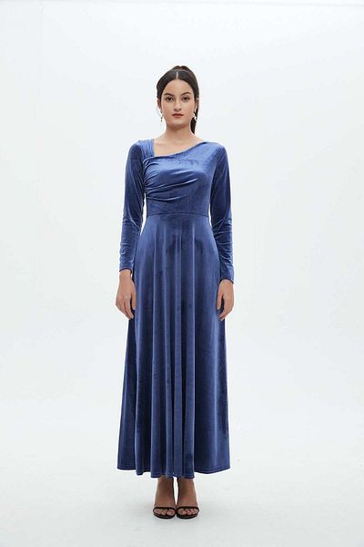 Nichii Women's Long Sleeve Maxi Dress with Waist Detail