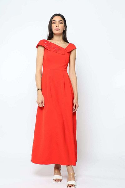 Nichii Soft Polyester Long Dress with Front and Back Cutout Detail