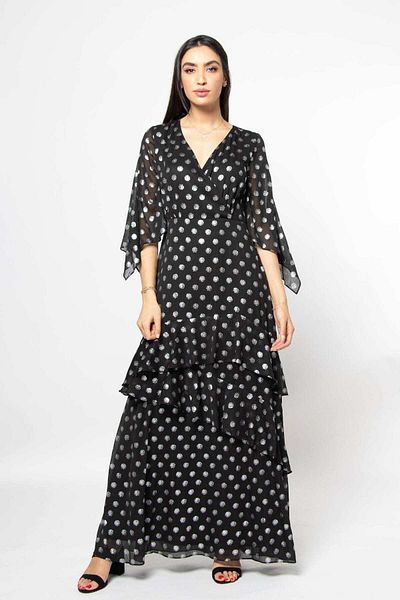 Nichii Women's 3/4 Sleeve Maxi Dress with Seven Neckline