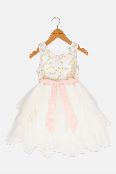 American Princess Toddlers Girl Embroidered Partywear Dress, Multicolor