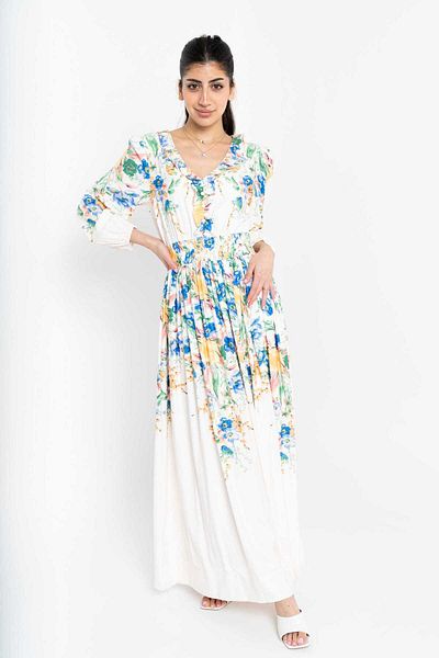Nichii Women's Long Sleeve Floral Maxi Dress