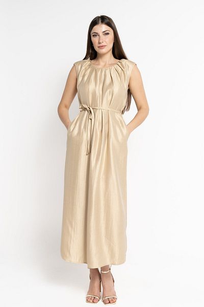 Nichii Women's Sleeveless Maxi Dress with Waist Tie
