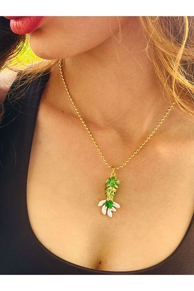 Gönülden Tasarım Steel Fish Tipped Women's Necklace 24 cm
