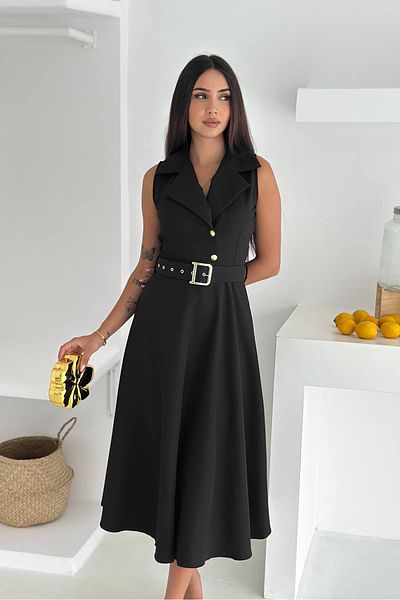 Neşeli Butik Women Shirt Collar Belt Midi Length Dress Nbk062
