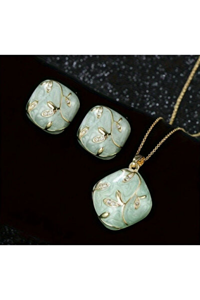 SE Jewellery Collection Selin Ersoy Kadın Zarif Takı Seti – 41 cm Kolye & 2 cm Küpe, Çiçek Detaylı Mineli Tasarım