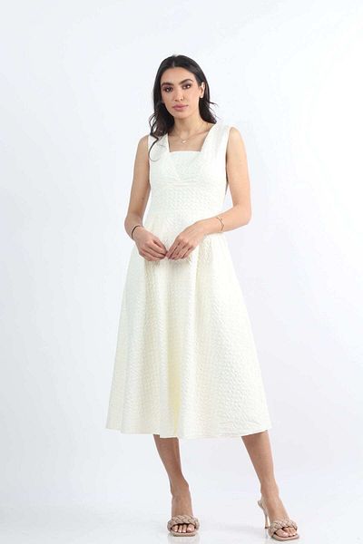 Nichii Women’s Sleeveless Midi Dress with Square Neckline