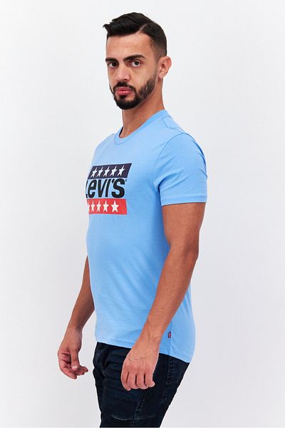 Levi's Men Crew Neck Short Sleeves Printed T-Shirt, Blue