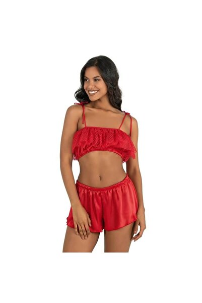 Narnuga Marsilyan- Red Satin Shorts Set 9206