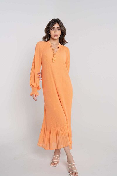 Nichii Women's Solid Long Sleeve Midi Dress