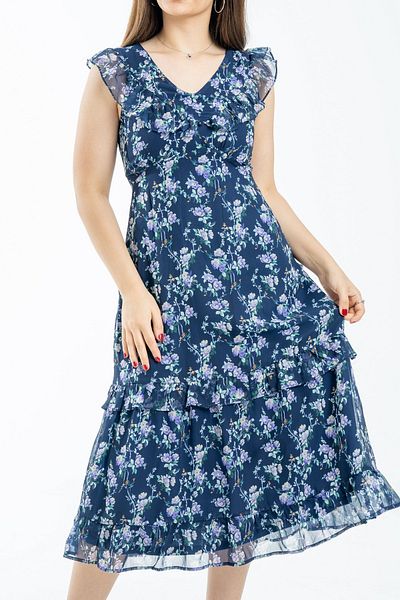 Nichii Women's Sleeveless Layered Midi Dress
