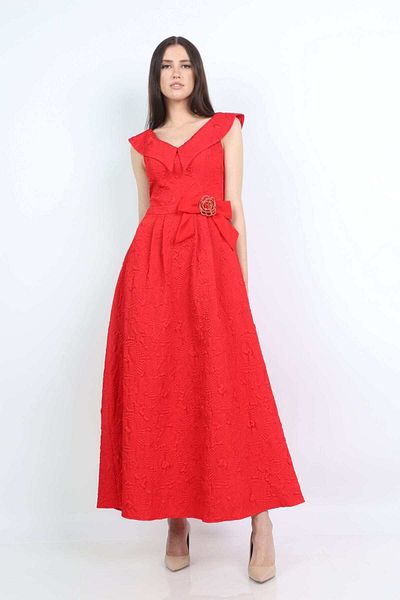 Nichii Long Evening Dress with Belt and Straps -