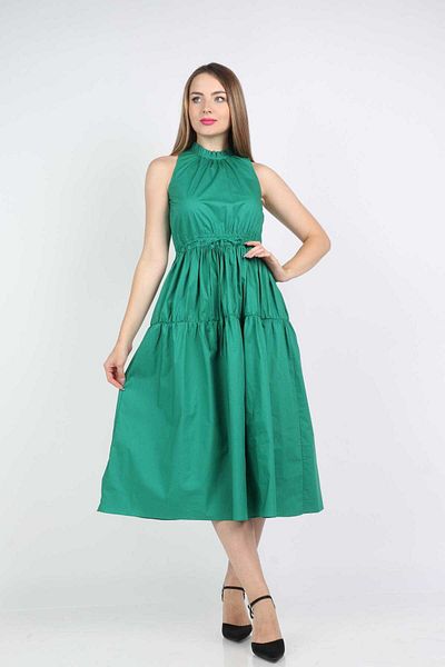 Nichii Solid Midi Dress with Waist Belt and No Sleeves