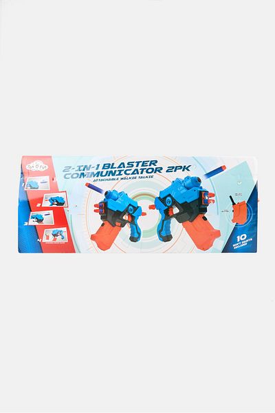 Ton O' Fun 2 In 1 Blaster Communicator 2 PK Attachable Walkie Talkie