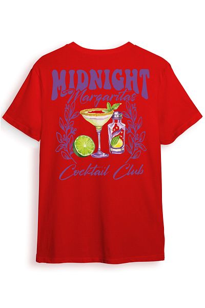 WİDİ Midnight Margaritas Front and Back Printed 100% Cotton Unisex Regular Fit T-Shirt
