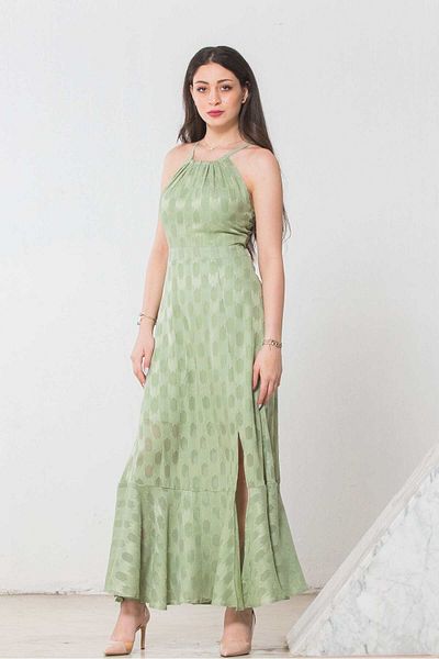 Nichii Long Open-Thigh Dress with Belt and Straps
