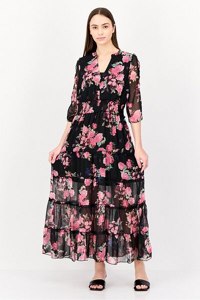 Spy Zone Exchange Women Floral Print Maxi Dress, Multicolor