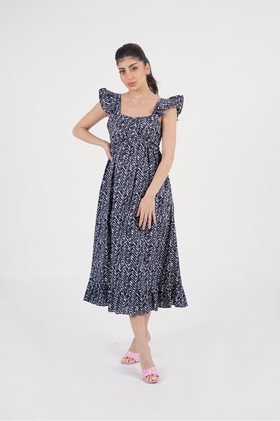 Nichii Girls' Midi Dress with Butterfly Shoulder Straps