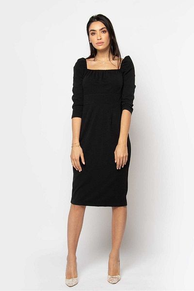 Nichii Fitted Short Dress with Puff Sleeves