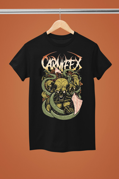 MAGORS تيشيرت نسائي من القطن مطبوع عليه CARNIFEX برقبة دائرية وأكمام قصيرة