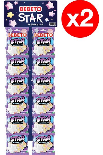 BEBETO Star Marshmallow – Jeleuri pufoase în formă de stea 30g x 12 x 2 pachete