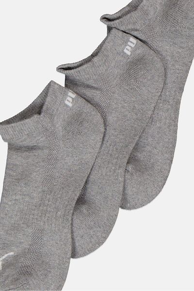 Puma Kids Boy 3 Pair Brand Logo Ankle Socks, Grey