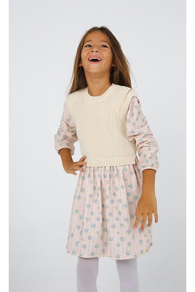 HÇ Hülya Çelik KİDSWEAR 2018 Girl's Knitted Detailed Floral Seasonal Dress