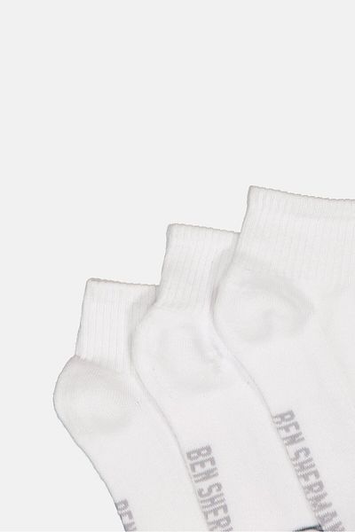 Ben Sherman Men 8 Pairs Brand Logo Quarter Cut Socks, White