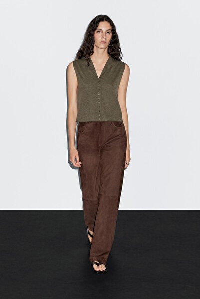 Massimo Dutti Crop yün karışımlı triko süveter